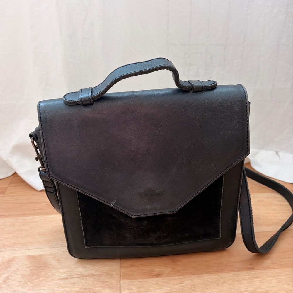 Classic Black Leather Crossbody Bag